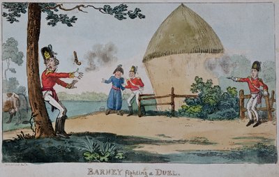 Barney vecht een duel uit door George Cruikshank